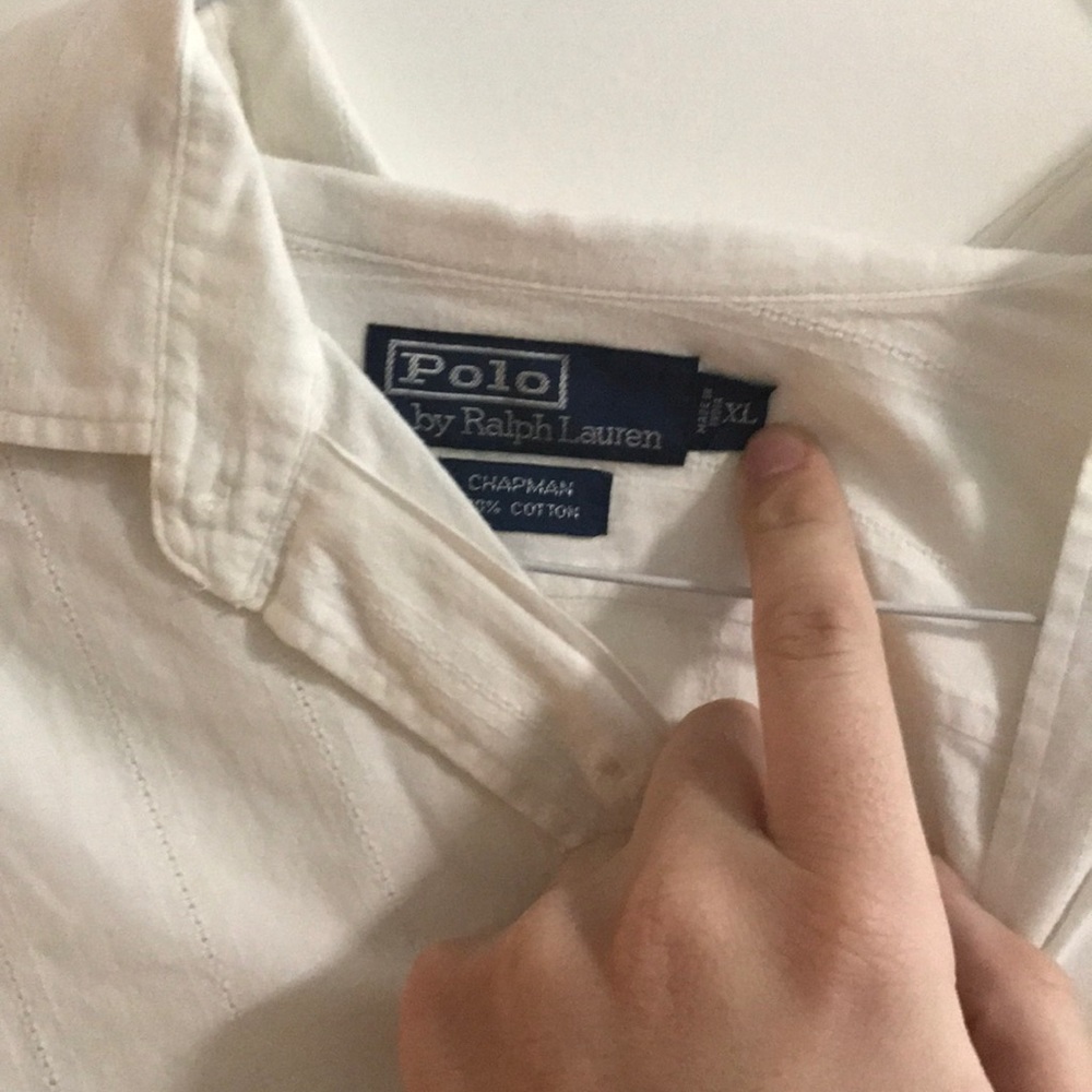 Cream colored polo linen shirt long sleeve